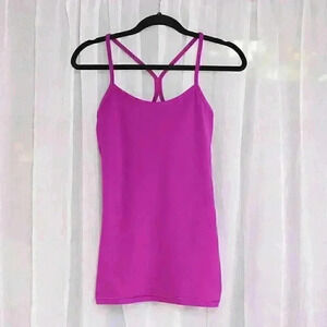 Lululemon Shirt Womens 6 Pink Workout Razorback Lined Bra Sleeveless GYM TANK